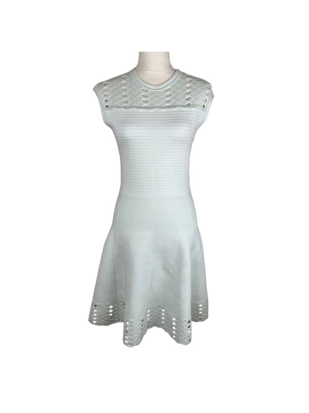 Ted Baker Mint Green Zaralie Jacquard Panel Skater Dress Size 8